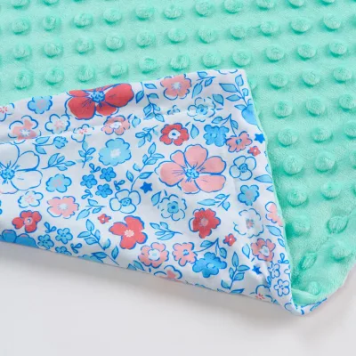 Custom Print Bamboo Blanket Dot Minky Layer Soft Minky Dot Baby Fleece Throw Blanket Warm Baby Blanket for Newborns
