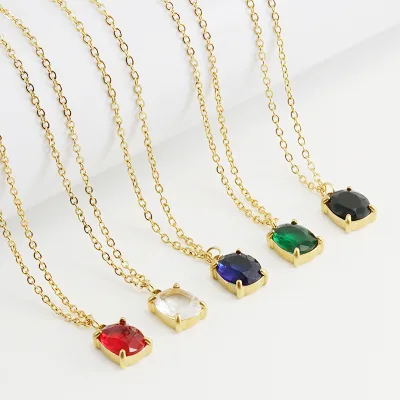Irregularity Stainless Steel Necklace Charms for Jewelry Making Cubic Zirconia Necklace Ruby 18k Gold Necklace Pendant