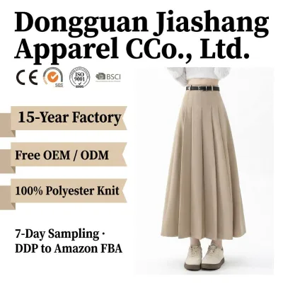 Women's High Waist A-Line Pleated Midi Skirt Ankle-Length Summer Elegant Luxury Anti-Wrinkle 100% Polyester Knitted Casual ODM