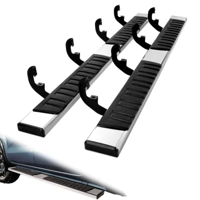 COMNOVA Stainless Steel Double Cab Running Boards Full Set for 2007-2019 Chevy Silverado/GMC Sierra 1500/3500HD/2500HD Screw