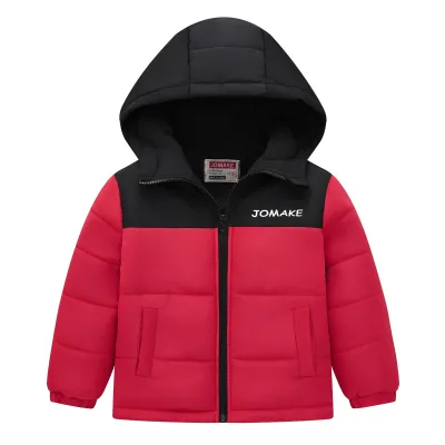 Boys Autumn Winter Solid Color Jacket Kids Hooded Windbreaker With Pocket Children Zipper Outerwear