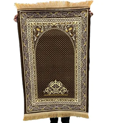 Hot Sale Portable Crystal Velvet Print Prayer Mat Double-Sided Tassel Prayer Mat