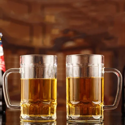 400ml Transparent Glass Beer Cup Popular Beer Mugs with Handle Water Cup for bar