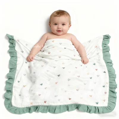 Baby's Modern Floral Cartoon Printed Cotton Muslin Swaddle Blanket-Eco-friendly Four Seasons Use
