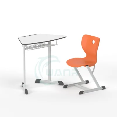 Modern Plastic Trapezoidal Classroom Desk and Chair Set Pre-School Furniture for Home Office Eight Piece