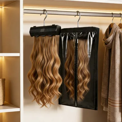 New Customizable logo Salon Hair Extension Display Stand With Dustproof Cloth Bag Multi Functional Hair Tool Organizer