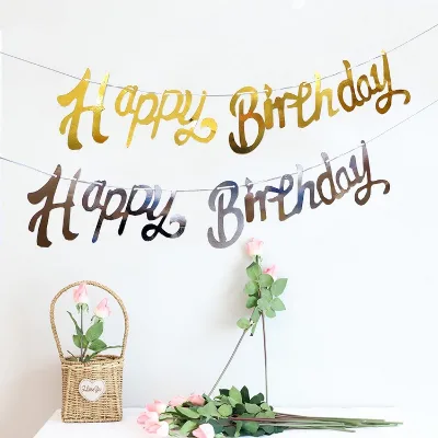 Happy Birthday Banner Adult Birthday Party Decoration Arrangement Baby One Year Old Flag Bunting Decoration