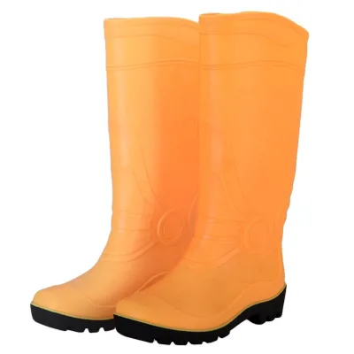 New PVC Cheap Knee High Gumboots for Industry Matte Yellow Gumboots for Worker