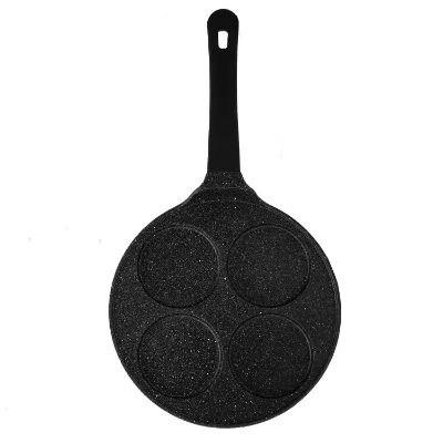 High Quality 4-Hole Cast Iron Grill Fry Pan Nonstick Egg Cooker with Glass Cover for Induction Cooker