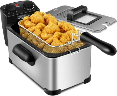 Commercial 2000W 3L with Timer Portable Stainless Steel Electric Oil Deep Fat Fryers Fried Chicken Home Chips Potato Fryer