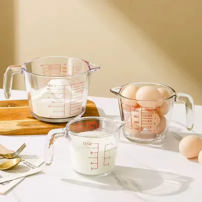 Heatable Graduated Glass Measuring Cup with Handle for Home Use in Egg Whisking Milk Tea Brewing and Flour Measuring
