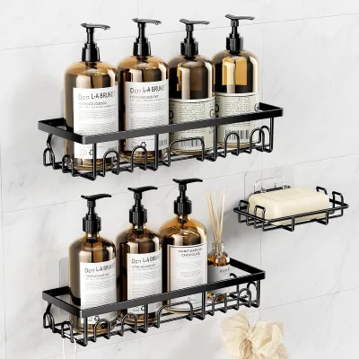 3-Pack Stainless Steel Modern Three-Layer Shower Caddy with Adhesive Mount Rustproof Soap Holder Organizer for Bathroom Kitchen