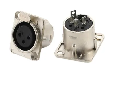 Silver Metal square Three-core Karon Mother HF Audio Microphone Socket Kanon Mother