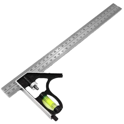300Mm Adjustable Combination Square Set Right Angle Ruler 45 / 90 Degree With Bubble Level Multifunctional Gauge Measuring Tools