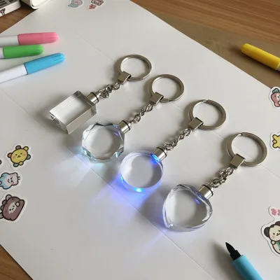 LED Crystal Keychain Blank with 3D Design and Digital Printing for Christmas