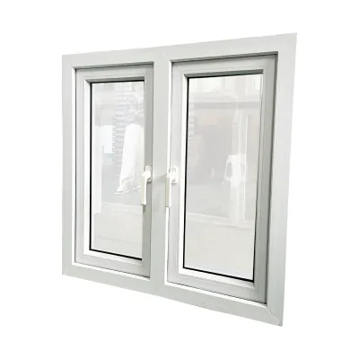 High-quality Modern Vertical Tempered Glass UPVC Swing Windows with Louver and Magnetic Screen for Office Interior