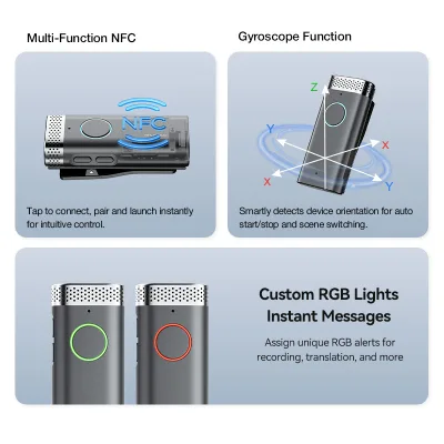 Portable AI Voice Recorder ChatGpt AI Transcription WiFi APP Control Ai Translator Recording Long Time Recording for Meeting