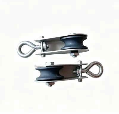Factory Supply Single Wheel Galvanized Lifting Pulley Block Nylon Sheave Hoist Pulley With Safety Lifting Hook