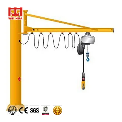 Factory 250kg 500kg 2500kg Single Boom Movable Column Jib Crane Remote Control