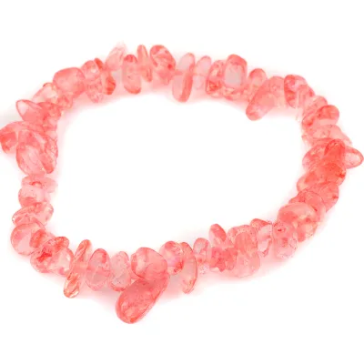Cherry Quartz Chip Gemstone Bracelets Reiki Healing Elastic Irregular Bracelet for Women Girls Casual Jewelry Meaningful Gift