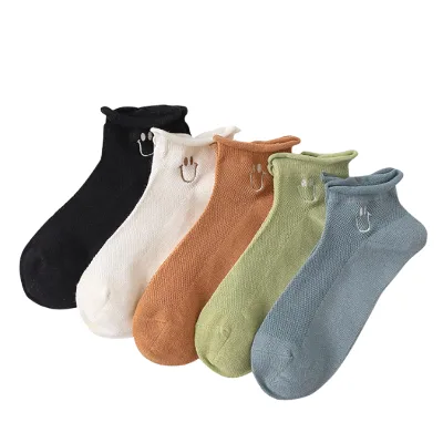 Wholesale Manufacturer Ladies Cute Ruffle Socks Cartoon Stink-Proof Female Women Mesh Socks