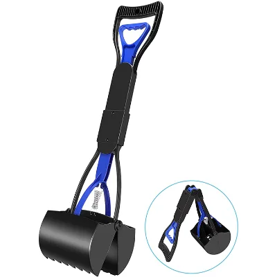 Portable Pet Litter Cleaning Blue Fold Horse Dog Pet Scooper Pooper Long Handle With Bag