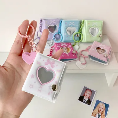 HECION Heart Hollow Photocard Album 16 Page Loose Leaf Binder Kpop Card Holder Mini Photo Book Idol Card Collection Gift