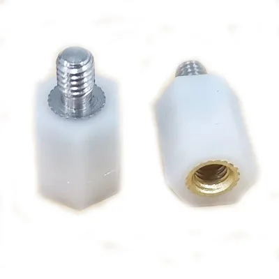 Low Voltage Insulators Hexagonal Nylon Spacer Studs with Metric Thread Metal Insert,Hex Standoff Brass Nylon Round Pillars