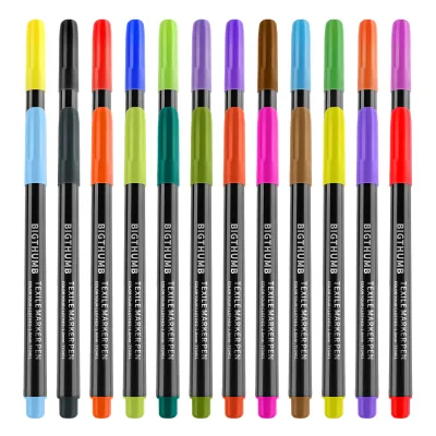 Permanent Ink Colors 24 Fabric Marker Pen Set Writing on Cloth Laundry Clothes Canvas Bags Shirts Shoes
