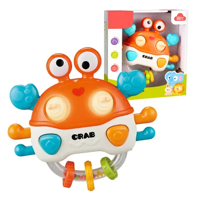 Cute Crab Rattle Electronic Baby Rattle with Light Music Infant Toy Newborn Rattle Educational Toy for Babies