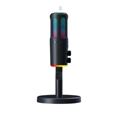 RGB Lighting Gaming Microphone with Reverb USB Dynamic Wired Computer Microphone for ESports Style Wired