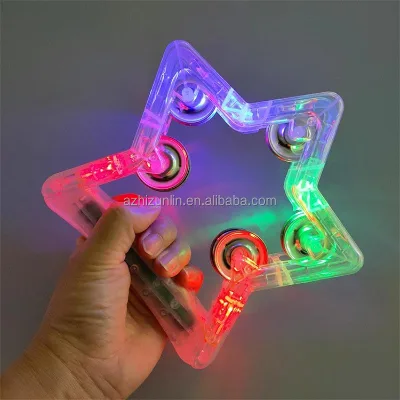 Wholesale Child Light Tambourine 3 Lighting Modes LED Star Glow AA Battery-Handheld Percussion Hot Selling ABS Material