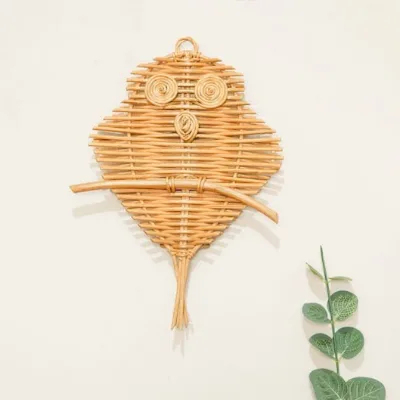 Wholesale Rattan Owl for Child Room Decor Top Selling Natural Wall Hanging Owls Kids Bedroom Decorations