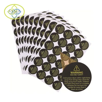 Custom Candle Warning Labels Round Adhesive Candle Jar Container Stickers Candle Safety Sticker