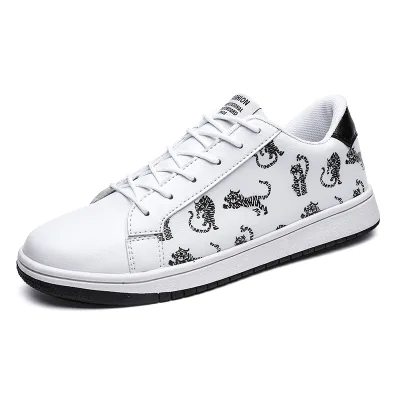 Unisex Custom Logo Printing White Casual Shoes Walking Style Tennis Sneakers for Men and Women