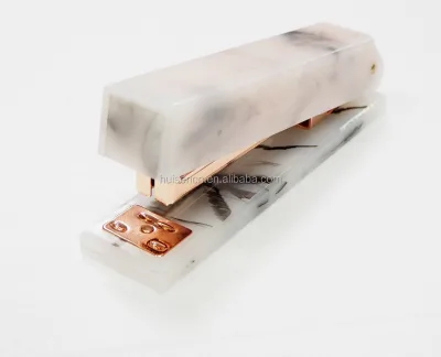 Huisen Traditional Marble Acrylic Office Golden Rose Gold Stapler Popular School Stationery
