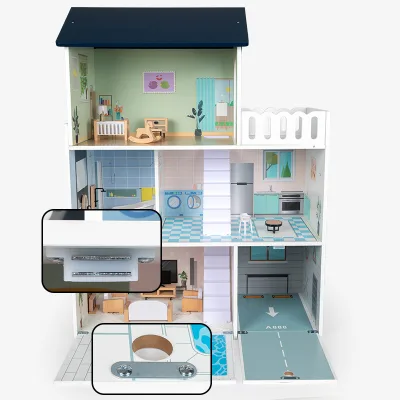 Hot Selling Play House Doll House Kids Wooden Dollhouse for Pretend Play and Preschool Education