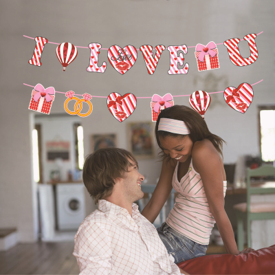 Heart-Shaped Love Flower Flag for New Year's and Valentine's Day Parties Cake Decorating Supplies