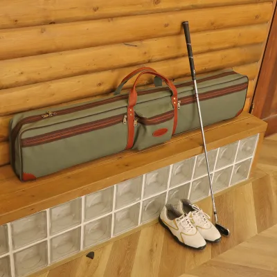 OEM Vintage Retro Canvas and Leather Golf Carry Bag 6 Ways Golf Carrier for Golf Club