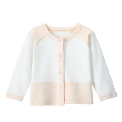 Soft Baby Organic Cotton Eco-Friendly Preppy Style Raglan LS Cardigan Unisex Kids Clothes Wholesale
