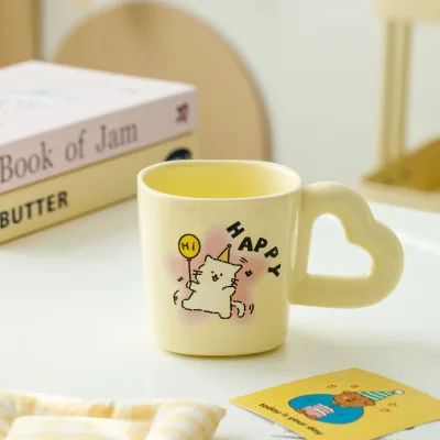 Porcelain Cute cat Mug High-value Ceramic Mug Souvenir Cup