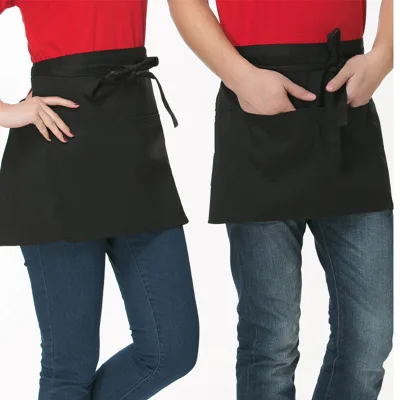 Sleeveless Apron Polyester Cotton Three Pocket Half Waist Apron