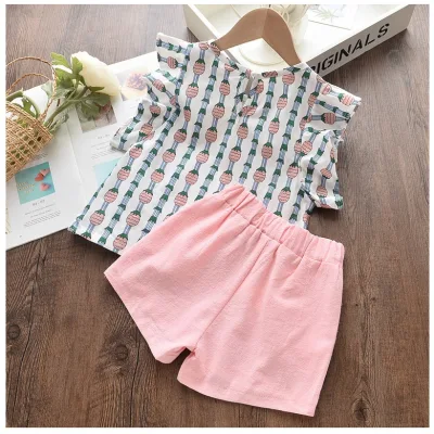 Wholesale Washable Breathable Elegant Casual 2 Pieces Summer Baby Cotton Clothing Pants Set From China