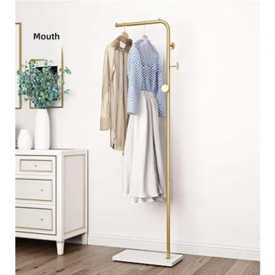 Single Rod Independent Marble Pattern Coat Rack Space-Saving Simple Clothes Rack for Home Rental Houses Indoor Use Metal