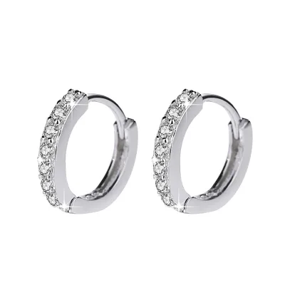 Simple Round Hoop Earrings 925 Silver Cz Earrings
