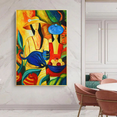Abstract Art Female Portrait Canvas Painting Traditional Style Printed Poster Picture Custom Design for Living Room