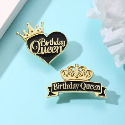 Birthday Queen Crown Enamel Pin Party Brooch Badge