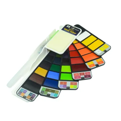 33 Color Superior Watercolor Brush Pen and Solid Watercolor Fan Set
