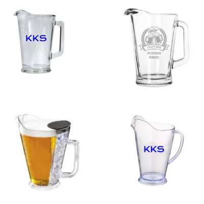 China Glass Factory Cheap 60oz Glass Beer Pitcher Restaurant Style Customizable logo Glass Pitcher Juice Pitcher Water Jug