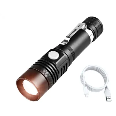 Wholesale Camping 3 Models Pocket Portable Torch T6 USB Battery Rechargeable Flashlight